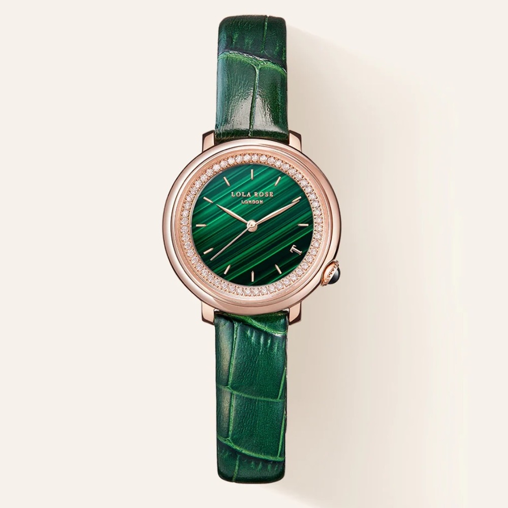 Lola Rose Malachite Watch With Zircon 🆕